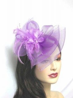 Hair Accessories purple Fascinator Hat Bow Shape Party Hair Clip 
