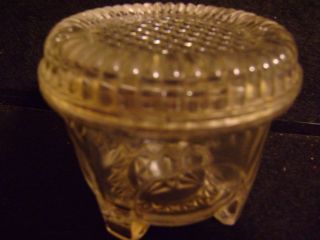 Very Old Unique Clear Cut Glass Look Powder Box