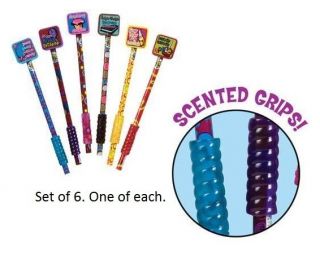 Set of 6 Snack Scented Pencils with Scented Eraser and Pencil Grip 