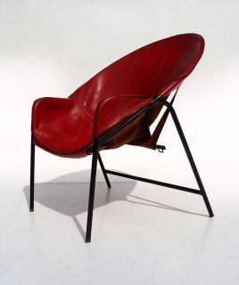 original erik ole jørgensen red leather bovirke lounge chair vintage 