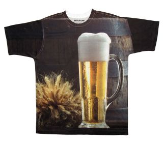 Get a Life Photo Realistic Printed Beer Mug & Keg T shirt NWT (M, L 