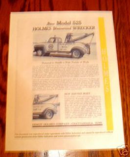 1950 Ernest Holmes 525 wrecker tow truck 12t brochure