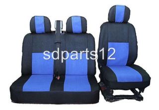 BLUE BLACK QUALITY FABRIC SEAT COVERS FOR RENAULT TRAFIC MASTER 