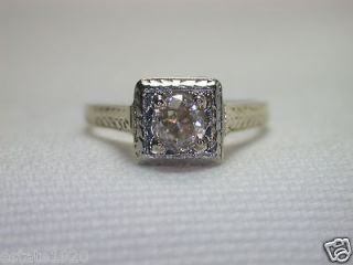 antique art deco european diamond engagement ring 18k vintage filigree