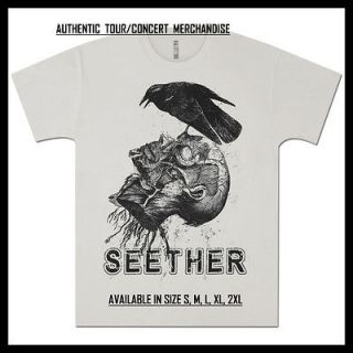 NEW SEETHER 2012 Crow Head Mens Grey Authentic Tour/Concert T Shirt 