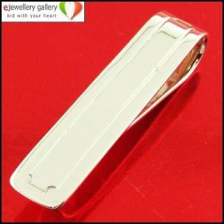 GENUINE 925 SOLID STERLING SILVER MENS GUYS TIE BAR MONEY CLIP CARD 