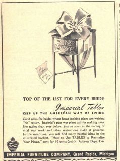 1944 ad b imperial furniture co tables
