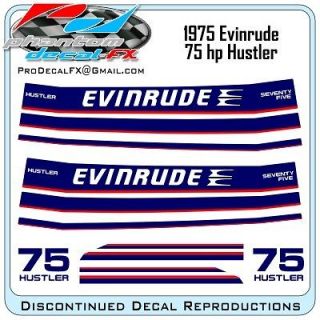 1975 Evinrude 75 HP Hustler Outboard Reproduction 12 Piece Decals 