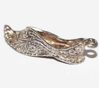 Genies Slipper Shoe Vintage Sterling Silver Bracelet Charm, Ornate