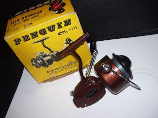 Vintage Penguin Spinning Reel No.115 In Box Made In Japan