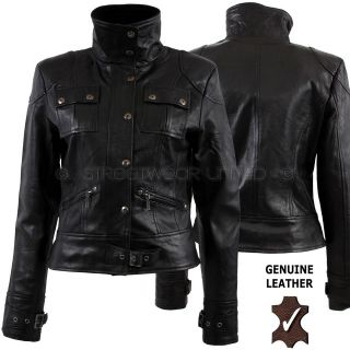 Aviatrix Ladies Womens Genuine Leather Jacket Black # Lara