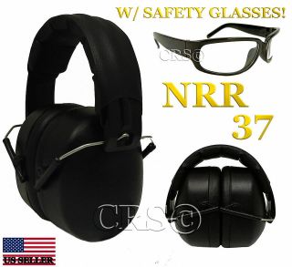 HIGH 37 NRR EAR MUFF HEARING NOISE PROTECTION FREE GLASSES SHOOTING 