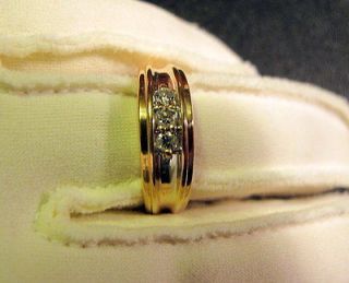   Mens Casual or Wedding Band (3) Diamond .30 Carat 14K Solid Gold Ring