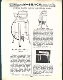 1936 ad Universal Washing Machines Automatic Ironer Mangle