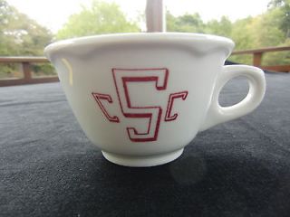 Rear JACKSON CHINA Restaurant Cup / Mug White with Red Letters c S c