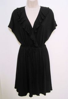 GAP Womens Black Ruffle Wrap Top Dress Size S XL NWT