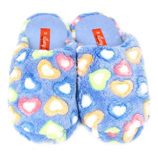Fuzzy Hearts Soft Cushion Indoor Outdoor NonSlip Grip Sole Slippers 