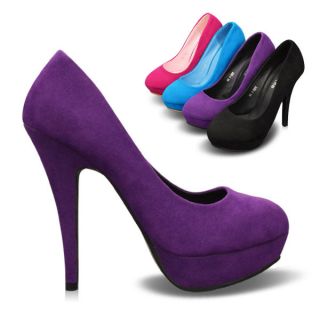 Classic Faux Suede Womens Shoes Platforms Stilettos High Heels Pumps 