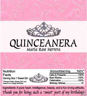 Quinceanera Birthday Candy Wrappers Party Favors