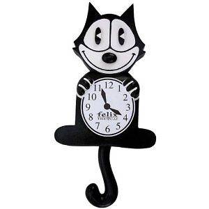 Felix the Cat Pendulum Black Animated Wall Clock NEW