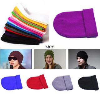 Colors Men Women Winter Warm Plain Knit Ski Beanie Skull Hat Gorro 