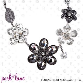   BY PARK LANE FLORAL FROST NECKLACE FLOWERS CRYSTAL BUTTERFLY LEAF $85