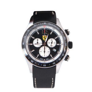 Ferrari SF Scuderia Ferrari Chronograph Black Ring Watch Leather Swiss 