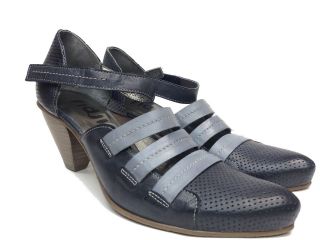 Brand New Fidji Italian Leather Handmade Shoes Heels Classy Blue Pump