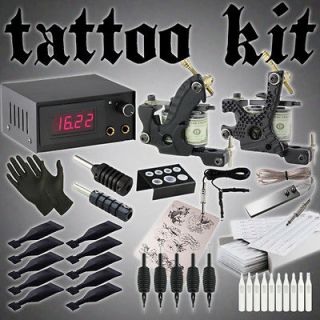 Tattoo Starter Kit Power Supply Machine Gun Grip Clip Cord Foot Pedal 