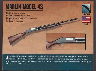 MARLIN MODEL 43 SHOTGUN 12 Gauge Atlas Classic Firearms Gun CARD