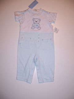 NWT First Impressions boy 2pc layette set blue coverall one piece top 