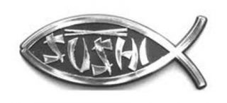 DARWIN FISH evolution SUSHI car emblem ~ raised chrome plastic NEW