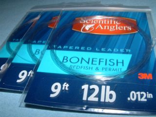   Anglers 9ft 12# .012 3pk Fly Fishing Leader Bonefish Redfish Permit