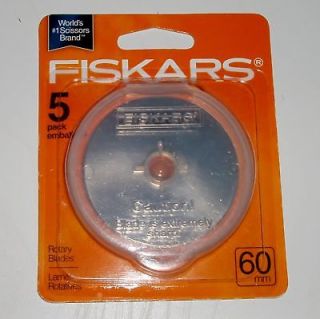 FISKARS 60MM Rotary Cutter Blades 5 Pack 60 MM Fits later OLFA w 