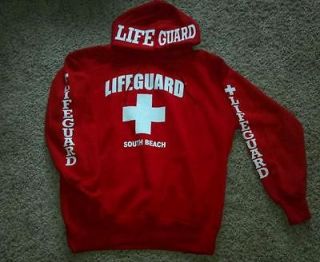 Authentic LIFEGAURD red and white NWOT South Beach Lifeguard hoodie