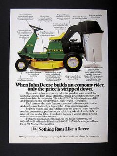 John Deere R70 R 70 Riding Rider Mower Lawnmower 1985 print Ad 