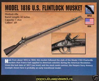 MODEL 1816 U.S. FLINTLOCK MUSKET .69 Rifle Gun Firearms CARD