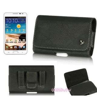 fr SAMSUNG GALAXY NOTE 2 PREMIUM QUALITY BLK LEATHER POUCH HOLSTER 