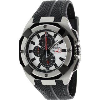 Festina Mens F16350/A Black Rubber Quartz Watch with White Dial 