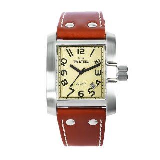TW Steel Mens TW20 Goliath Brown Leather Cream Dial Watch Watches 