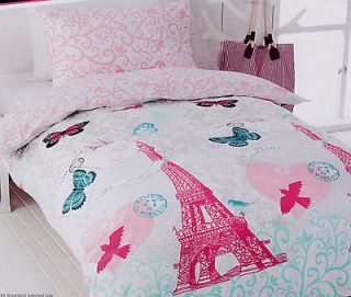 PARIS Pink Eiffel Tower Double/Full Size Quilt Cover Set New