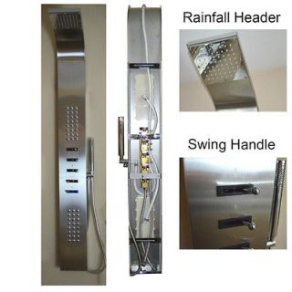 Stainless Steel Shower Panel Full Tower 5 Swing Handle massage jets 