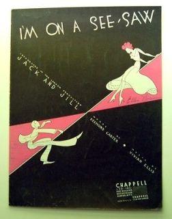 1934 Im On a See Saw seesaw Jack & Jill London Carter Song Sheet 