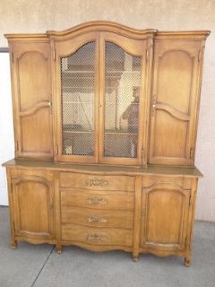   Widdicomb carved country French break front china cabinet hutch cherry