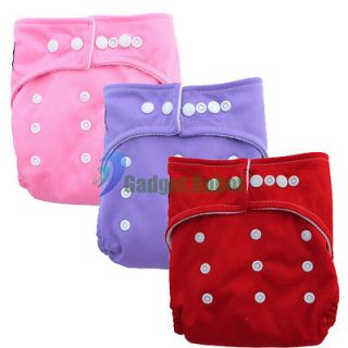 3PCS Adjustable Size Baby Washable Reusable Diapers Cloth Nappies+3 
