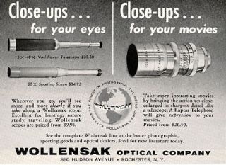 WOLLENSAK OPTICAL TELESCOPE LENS 1955 PRINT AD