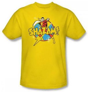 DC Comics Shazam Power Bolt Yellow Adult Shirt DCO141C AT