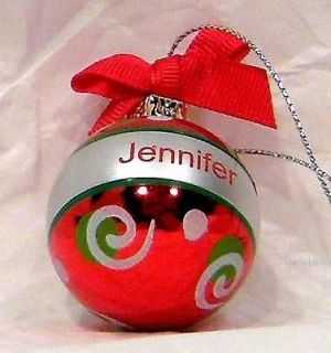 GANZ~Christmas Tree Ornament Mini Ball~Name~JENNIFER~Personalized Red 