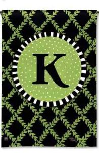   Green Garden Trellis with White Polka Dots Monogram K Garden Flag
