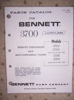 1971 Bennett Lightless Gas Pump Parts Catalog 2176  7 z